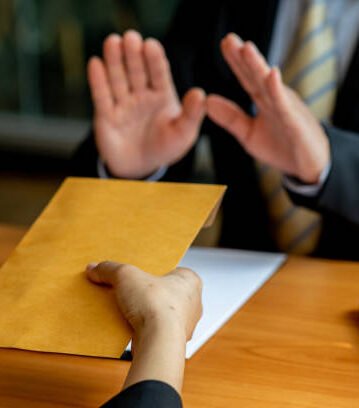 Hand of a businessman giving money to his partner, bribery and corruption concepts,panoramic banner.